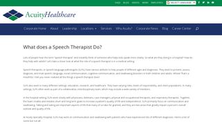 What does a Speech Therapist Do? | Acuity Healthcare
