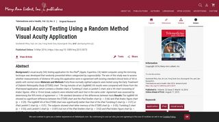 Visual Acuity Testing Using a Random Method Visual Acuity Application