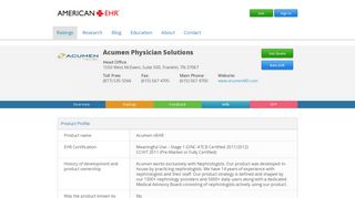 Acumen Physician Solutions | EHR Vendor Directory | AmericanEHR ...