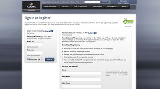 Sign In & Register | Acura Owners Site
