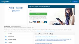 Pay Acura Financial Services on doxo: Bill Pay, Login, Customer ...