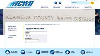 Alameda County Water District - Official Website - Login to Mi-Profile