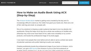 How to Make an Audio Book Using ACX (Step-by-Step) - Mike Fishbein