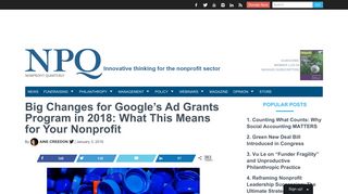 Big Changes for Google's Ad Grants Program in 2018