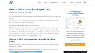 How to Find a User's Last Logon Time - Active Directory Pro
