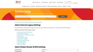 Adam Internet Legacy Settings | iiHelp