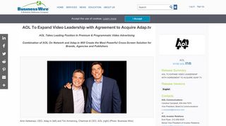 AOL To Expand Video Leadership with Agreement to Acquire Adap.tv ...