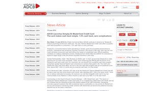 ADCB : : ADCB Launches SimplyLife MasterCard Credit Card