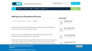 MSB signs up to Broadbean AdCourier | Onrec