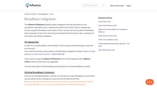 Broadbean Integration - Influence Limited