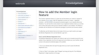 Webnode - How to add the Member login feature