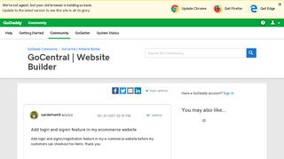 Add login and signin feature in my ecommerce websi... - GoDaddy ...