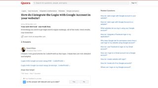 How to integrate the Login with Google Account in your website - Quora