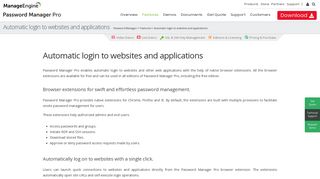 Automatic login to websites and applications - Password Manager Pro