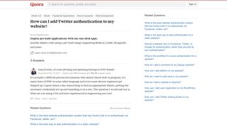 How to add Twitter authentication to my website - Quora