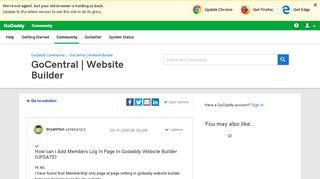 Solved: How can i Add Members Log In Page In Godaddy Websi ...