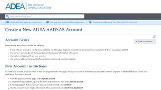 Create a New ADEA AADSAS Account - Liaison International