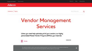 Vendor Management Services - Master Vendor Program at Adecco