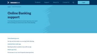Online Banking support - Adelaide Bank
