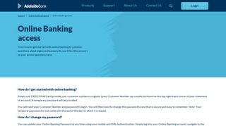 Online Banking access - Adelaide Bank