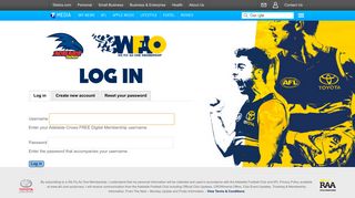 Log in | Adelaide Crows FREE Digital Membership