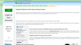 Adelphia Login: Sign In to Mail Account - Handy Password