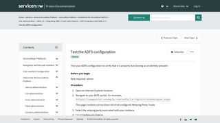 Test the ADFS configuration | ServiceNow Docs