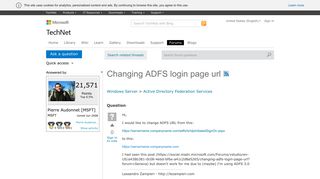 Changing ADFS login page url - Microsoft