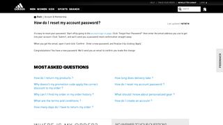 How do I reset my account password? - Adidas