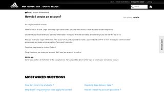 How do I create an account? - Adidas