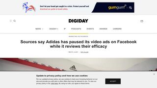 Sources say Adidas has paused its video ads on Facebook while it ...