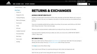 returns & exchanges - Adidas