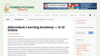 Adirondack Learning Academy — K-12 Online - Homeschooling ...