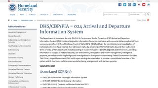 Arrival and Departure Information System | Homeland Security