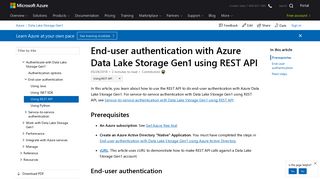 End-user authentication: REST API with Azure Data Lake Storage ...