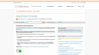 Checkpoint administration - CS Professional Suite - Thomson Reuters