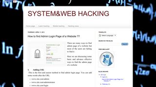 How to find Admin Login Page of a Website - system&web hacking