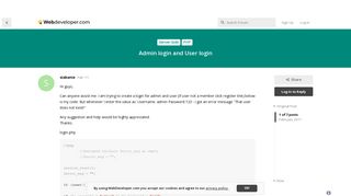 Admin login and User login - WebDeveloper.com Forums
