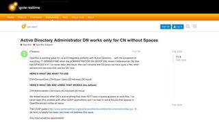 Active Directory Administrator DN works only for CN without Spaces ...