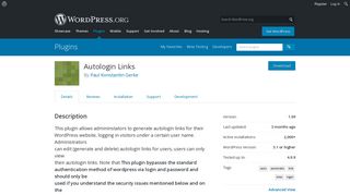Autologin Links | WordPress.org