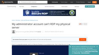 My administrator account can't RDP my physical server - Microsoft ...
