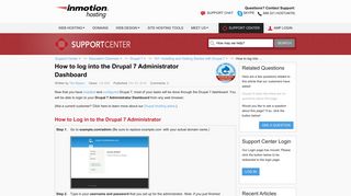 How to log into the Drupal 7 Administrator Dashboard | InMotion Hosting
