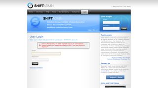 User Login - Shift Admin