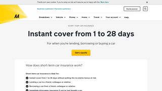 Short-term car insurance | AA
