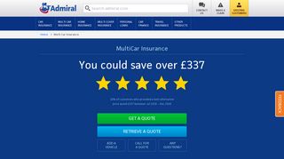Multi Car Insurance Quotes - Save over £345 with ... - Admiral Insurance