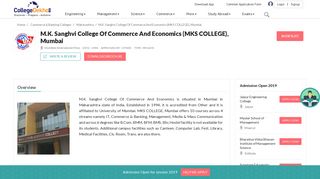 M.K. Sanghvi College Of Commerce And Economics (MKS COLLEGE ...