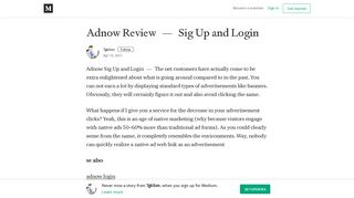 Adnow Review — Sig Up and Login – TgkSon – Medium
