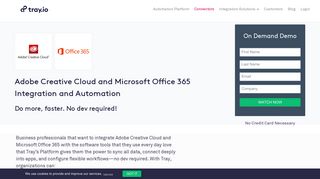 Adobe Creative Cloud, Microsoft Office 365 Integration | Tray.io