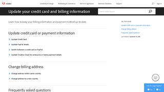 Change or update your credit card and billing ... - Adobe Help Center