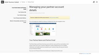 Managing your partner account details - Business Catalyst Support